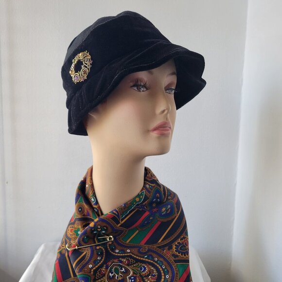 Vintage Style Giovannio Soft Black Velvet Bucket Hat - Picture 12 of 14